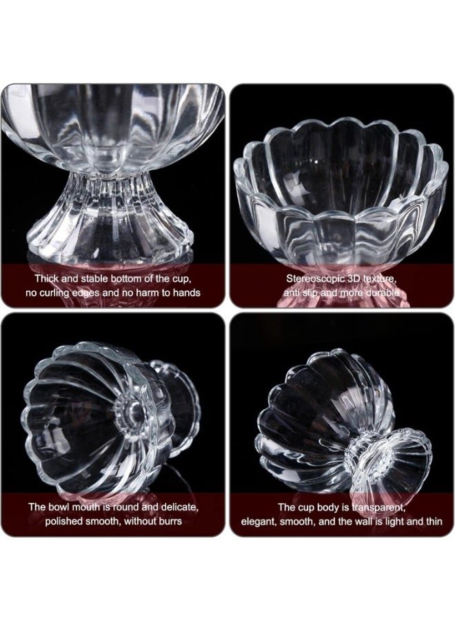 LYNLYN 4PCS Glass Dessert Bowls Set, 200ml Clear Ice Cream Cups with Flower Spoons, Elegant Glass Bowls for Sundae, Fruit, Salad, Snack and Party Serving - Image 3